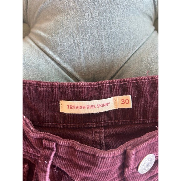 Levi's 721 High Rise Skinny Pants Women's W30  Maroon Corduroy - Picture 5 of 7